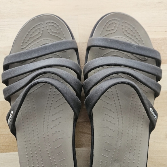 Crocs Rhonda Strappy Wedge Strappy Slide Sandal Womens Size 8 Brown - Picture 6 of 11